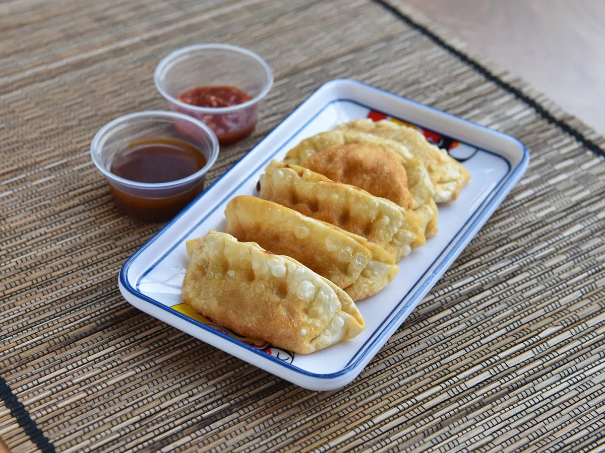 Pan-fried potstickers with two dipping sauces at No 1 Chinese Restaurant in Chesapeake
