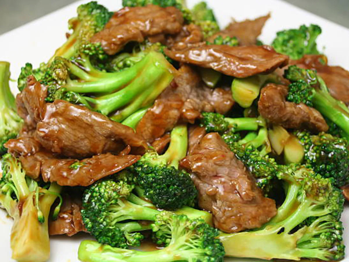Savory beef and broccoli stir-fry in glossy brown sauce at No 1 Chinese Restaurant in Chesapeake